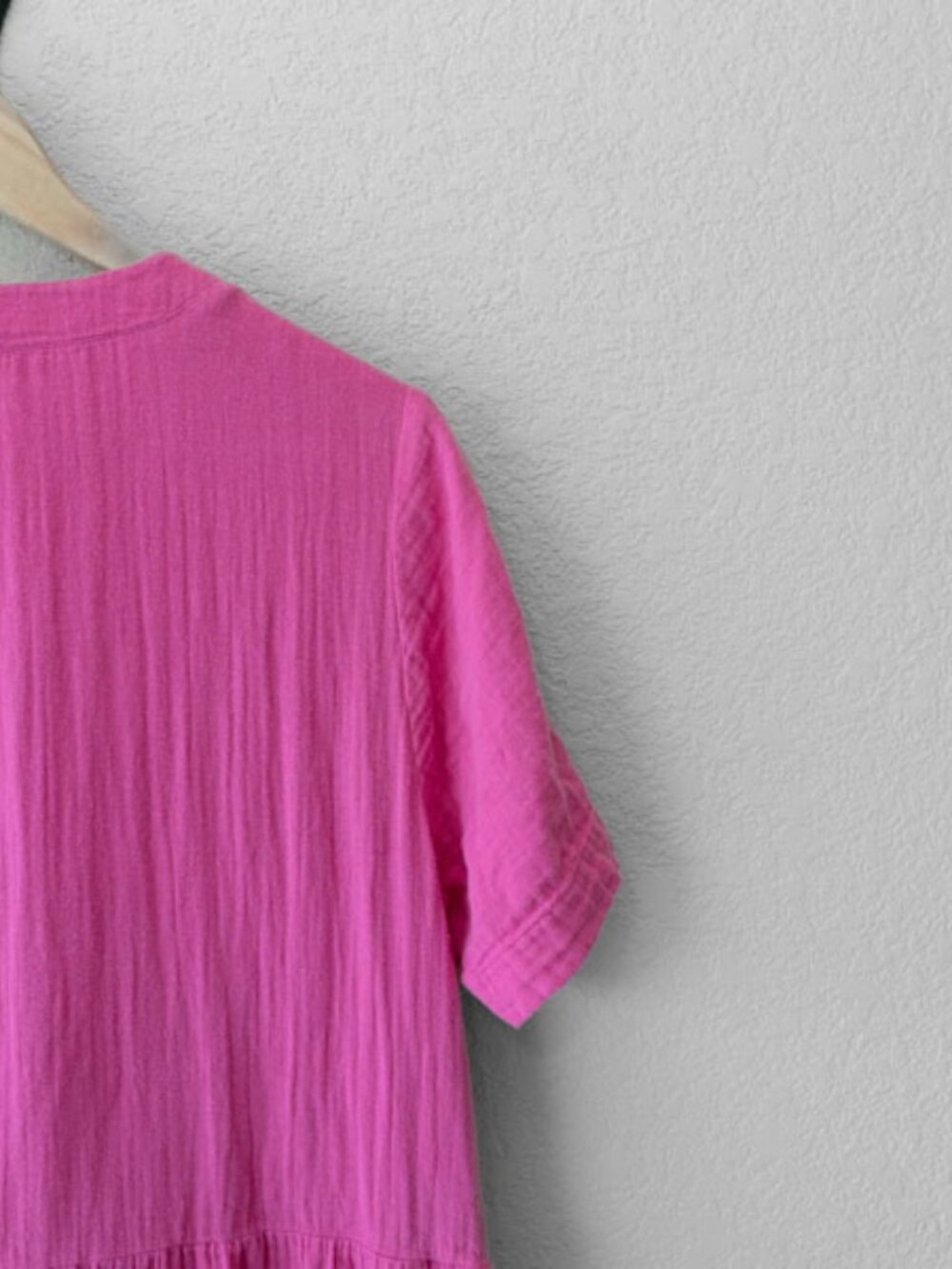 Mud Pie Gauze Tiered Dress Womens S M Pink Cotton V Neck Pockets Cottagecore - Picture 11 of 13